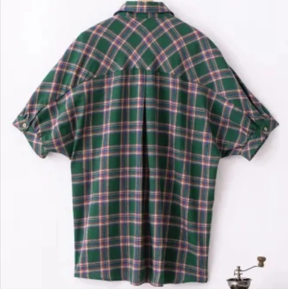 New Oversized plaid tunic shirt - Picture 14 of 17